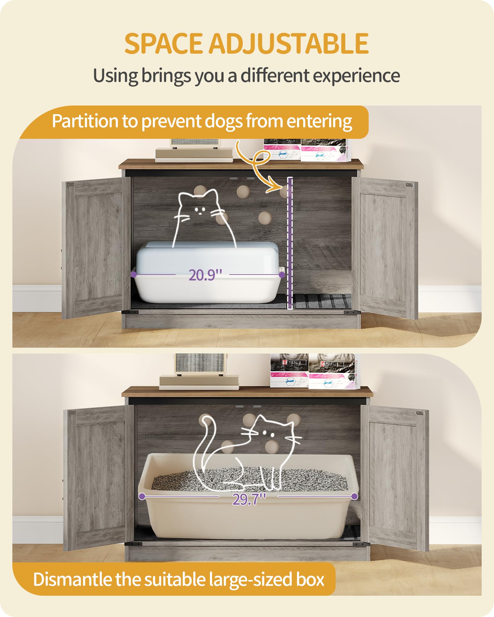 Divisor removible en la caja de Hzuaneri para ajustar el interior.