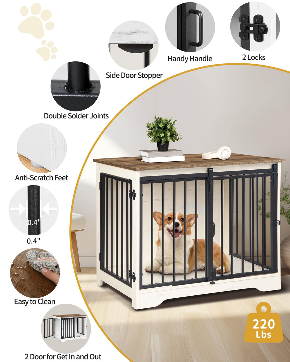 Capacidad de hasta 20 kg para perros pequeños y medianos.