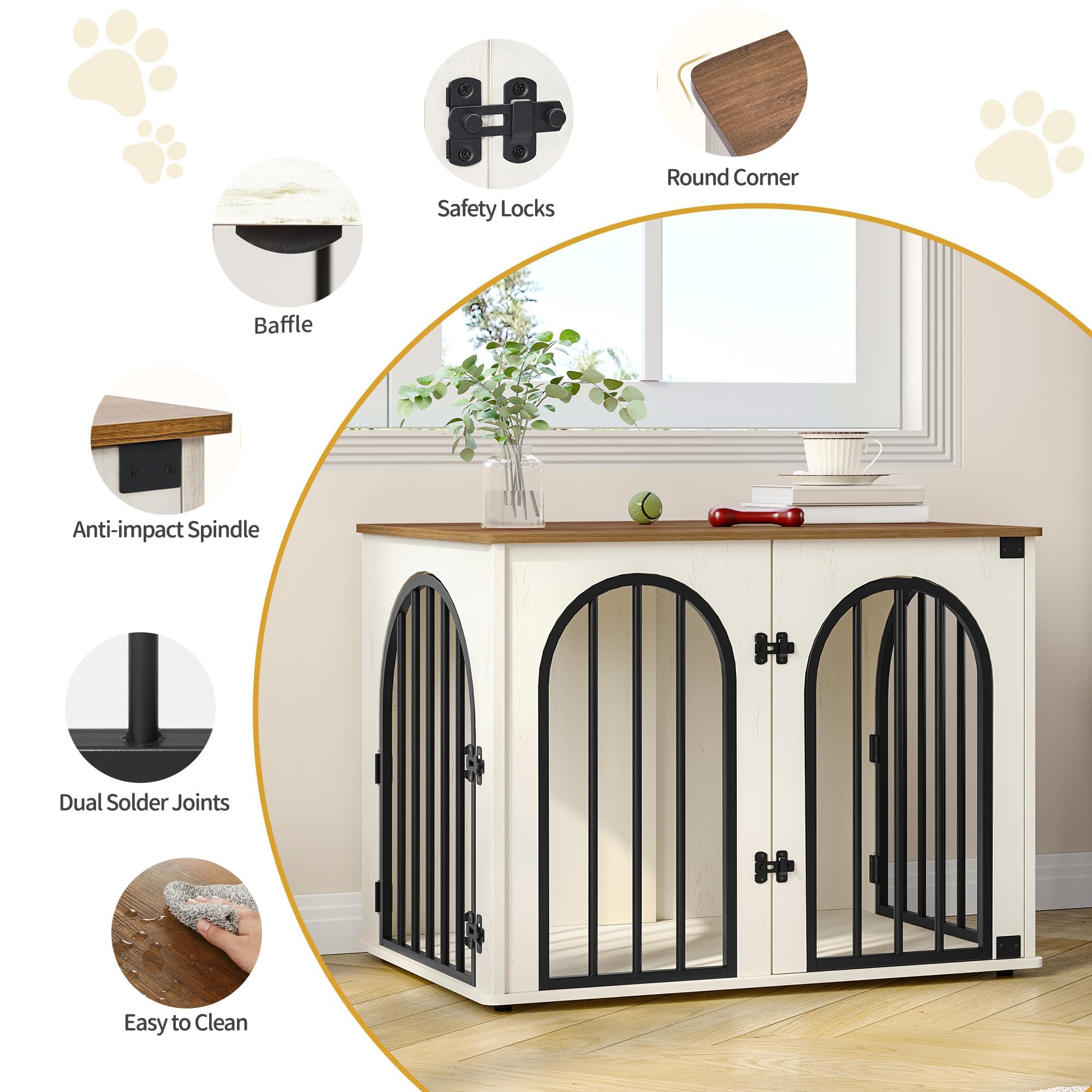 Hzuaneri jaula perro madera dormitorio arco: acceso suave y estética minimalista.