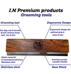 I.N Premium deslanado, 8 pulgadas, acero inoxidable para remover pelo muerto sin irritar piel.