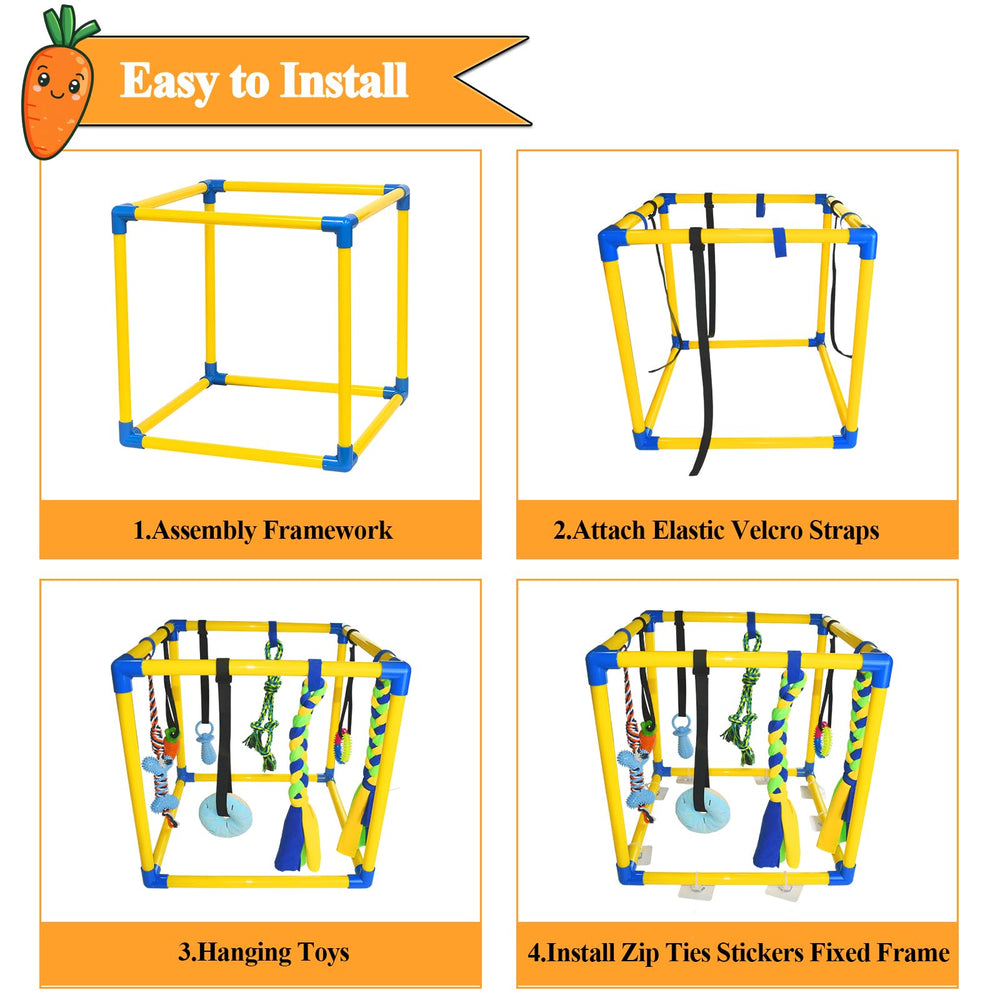 IAIGOGO Puppy Play Gym montaje sin herramientas para un setup rápido.