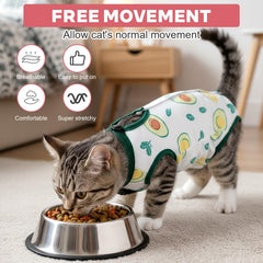 IANFAN prenda posoperatoria para gatos, patrón fruta, protección suave de la piel