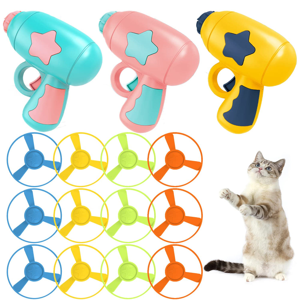 IAXSEE: juguete para gatos con lanzador y cabeza amarilla, estimula la curiosidad y el ejercicio.