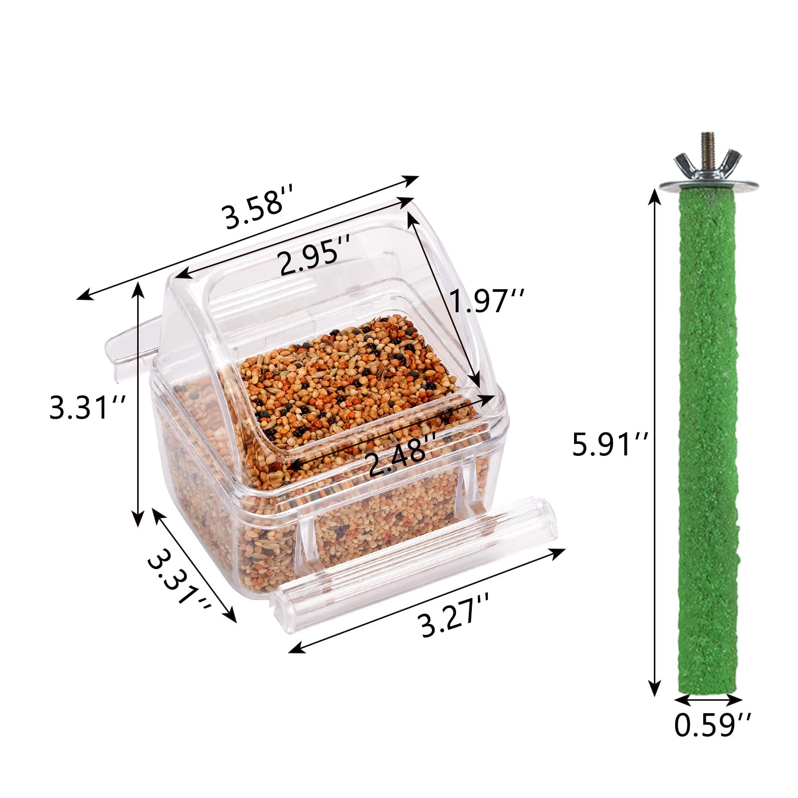IBWell bol alimentos claro 2-pack para canarios y periquitos, evita desperdicio de semillas.