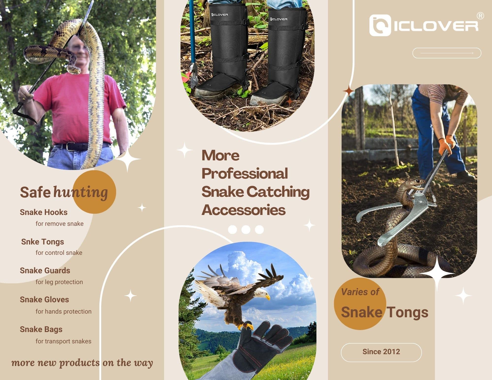 La IC ICLOVER bolsa facilita movimiento y captura suave de reptiles.