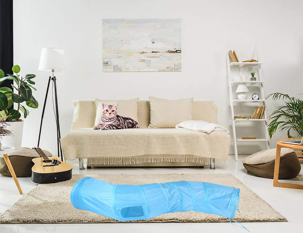 iCAGY túnel interactivo para gatos, plegable, facilita almacenamiento y transporte.