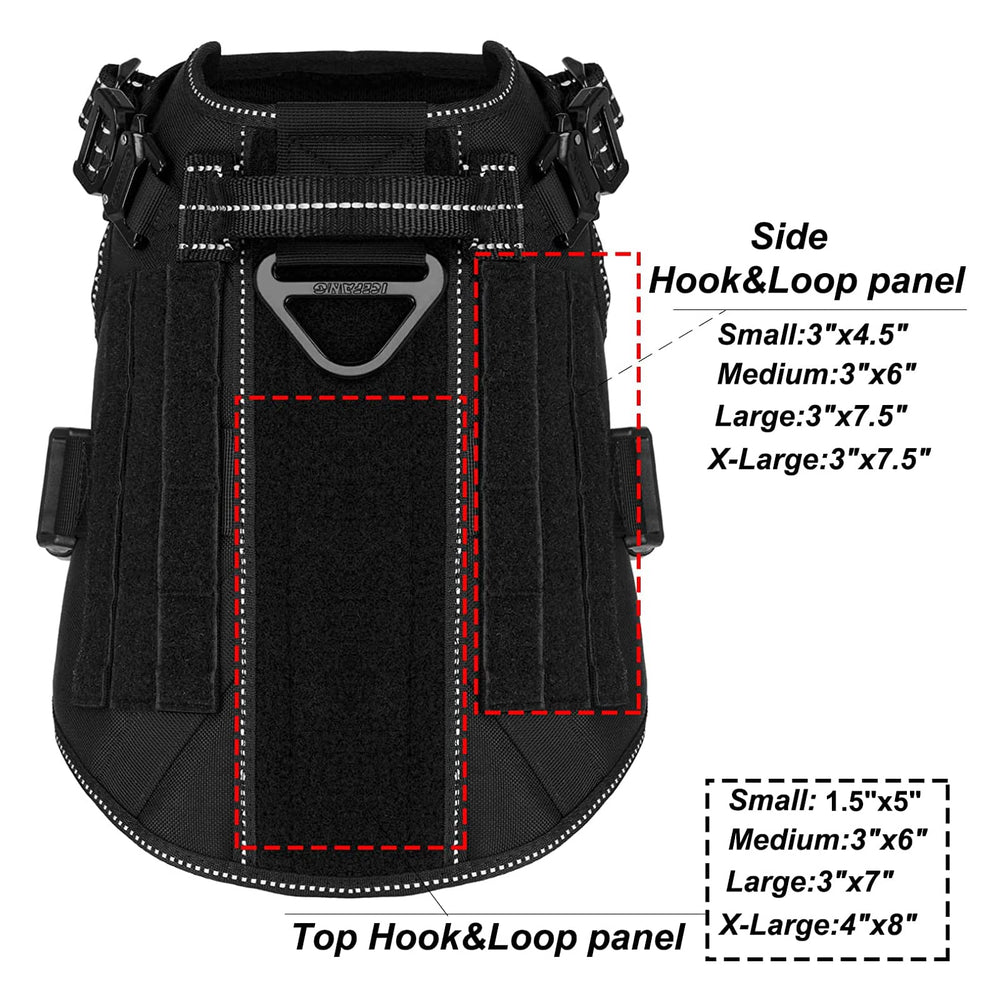 Arnés ICEFANG con panel Velcro frontal para parches y personalización.