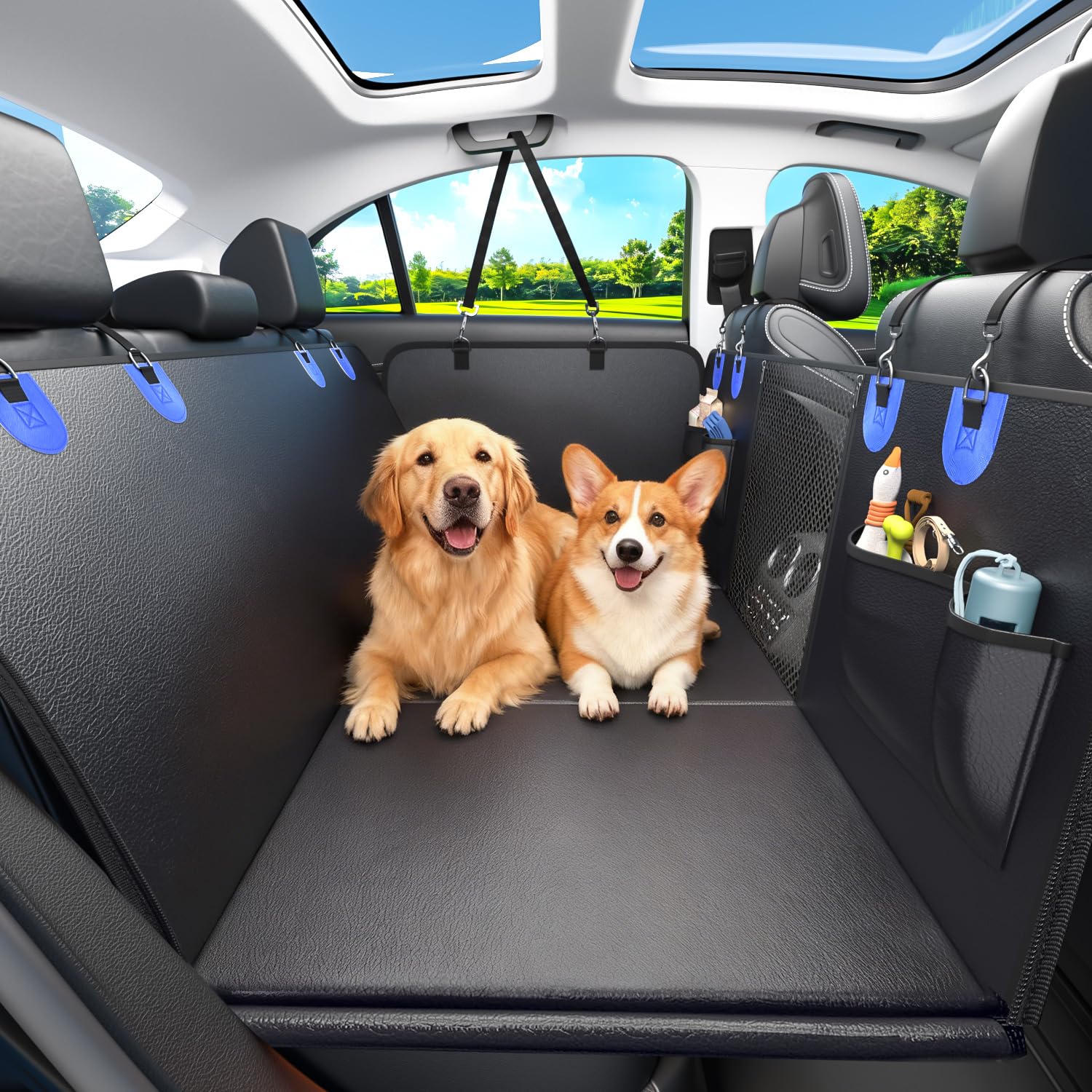 IceFun hamaca para perros coche con fondo duro ofrece soporte estable para viajes