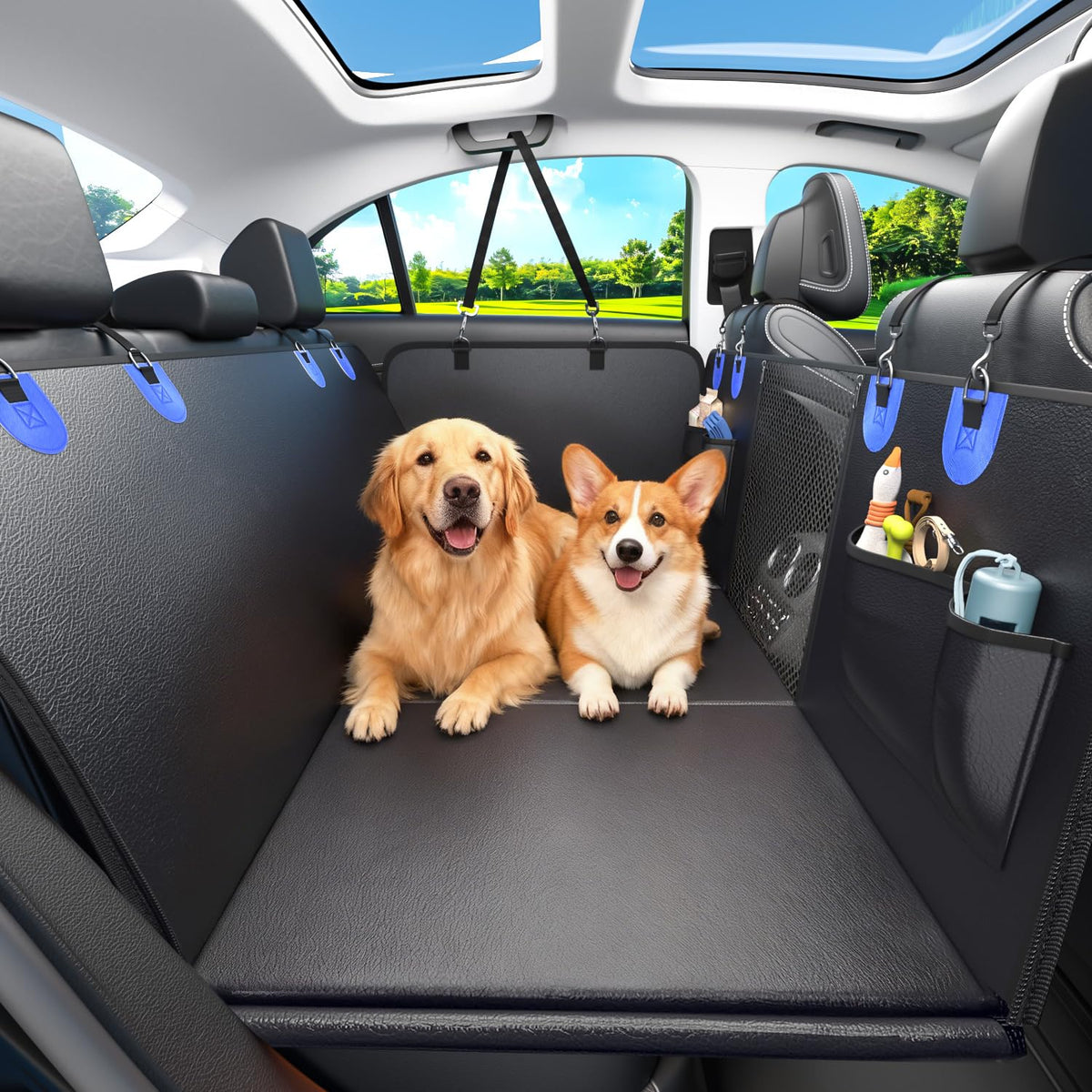 IceFun hamaca para perros coche con fondo duro ofrece soporte estable para viajes