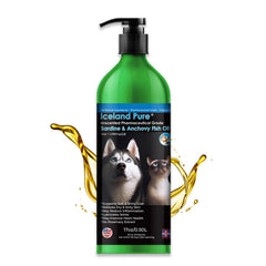 Iceland Pure aceite sardina-anchoa con dosificador para piel y pelaje sanos.