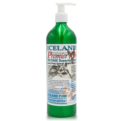Iceland Pure Premier Omega, etiqueta clara para identificar contenido y dosis.