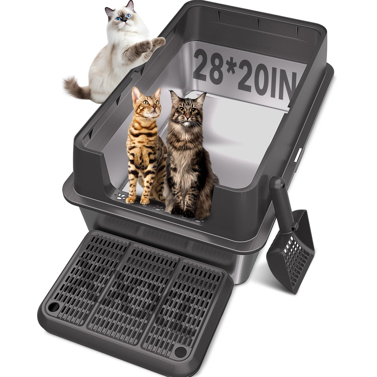 ICYAIR caja de arena XXL con tapa, ideal para gatos grandes y hogares con varios felinos.