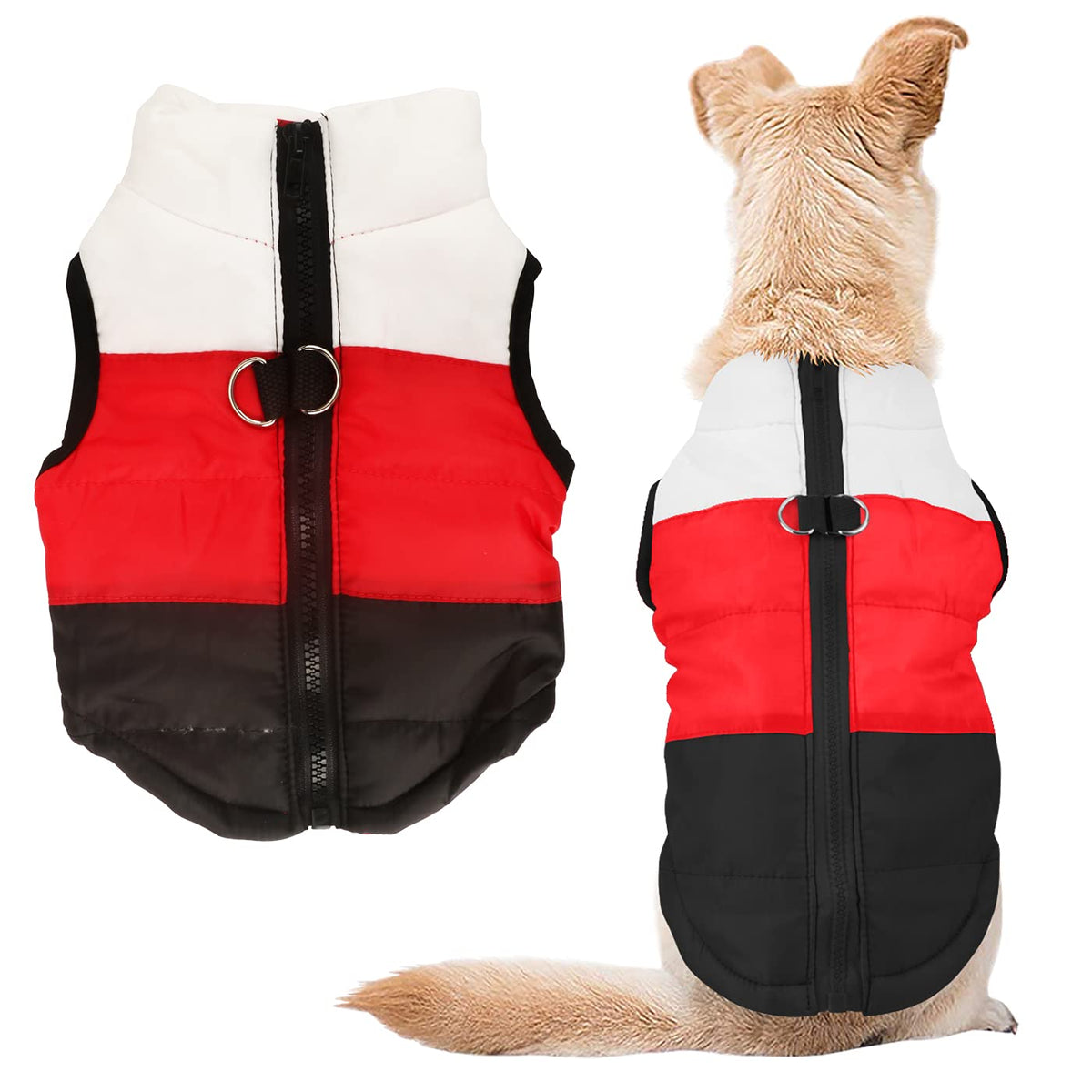Idepet abrigo para mascota con ancla color patchwork acolchado, ideal para días fríos.