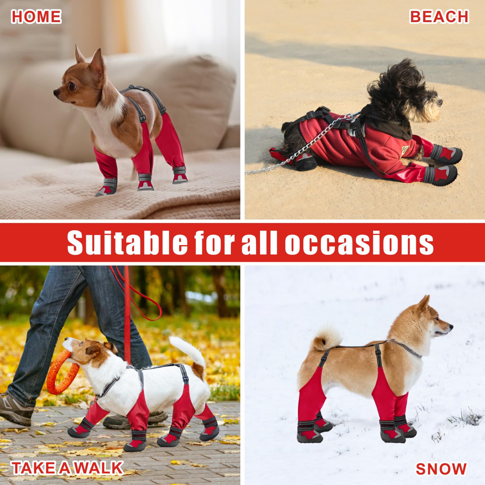 Idepet botas impermeables para nieve y lluvia protegiendo las patas
