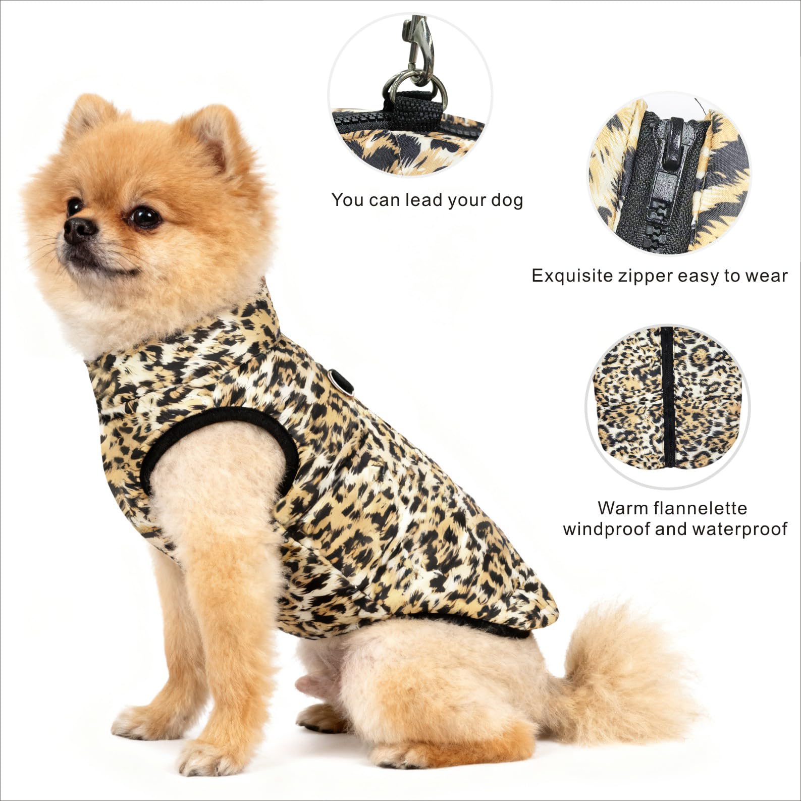 Idepet abrigo parches para mascotas, diseño Leopardo único y cómodo.