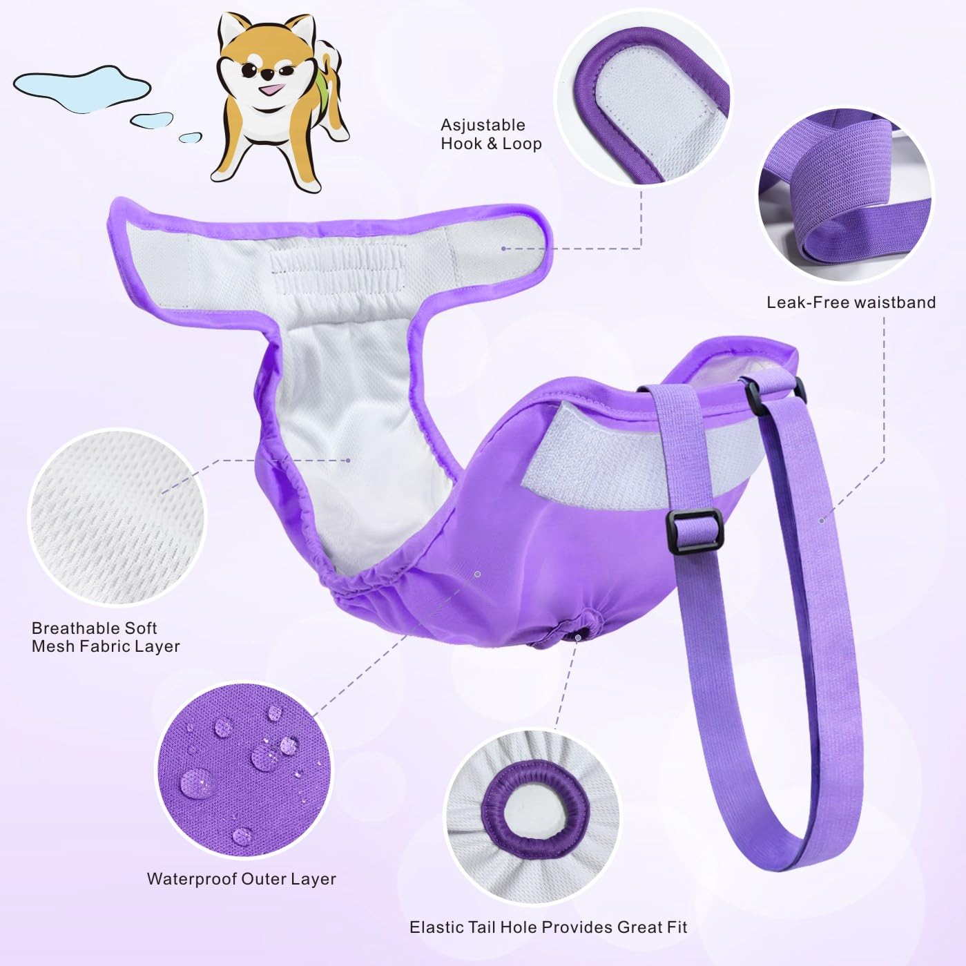 Idepet pañales lavables para perros hembra, reutilizables y ecológicos