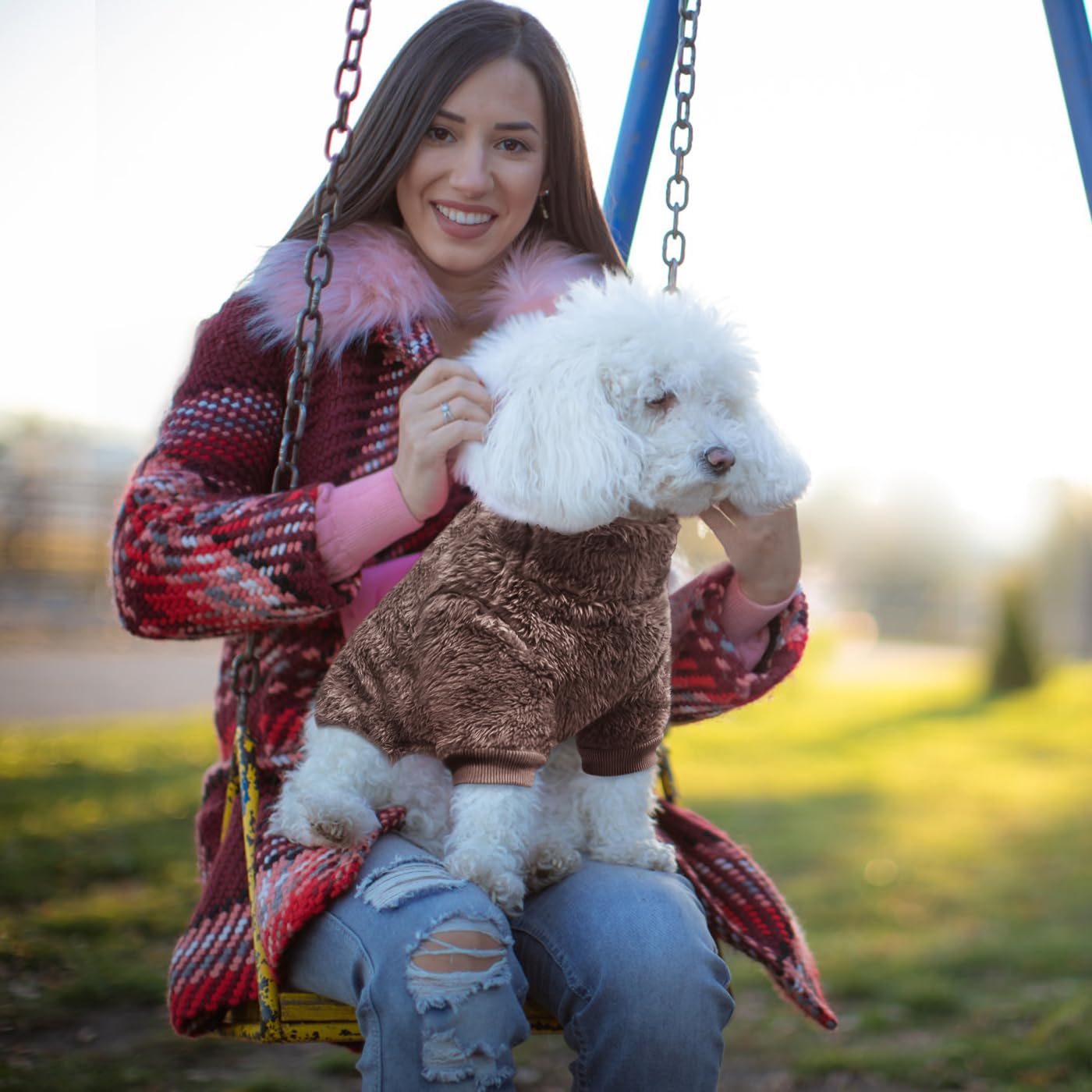 Idepet Velvet Pijamas para mascota, apertura en abdomen para baño fácil.