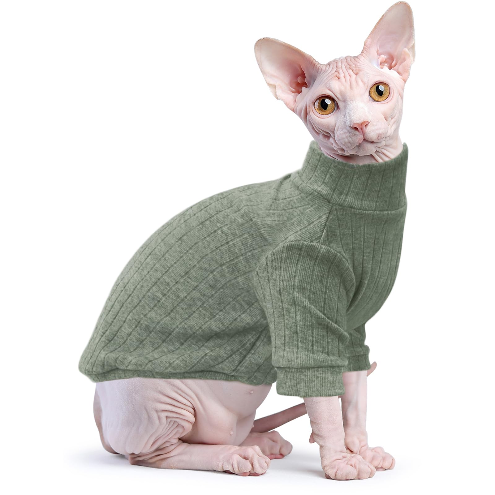 Idepet prenda elástica para facilitar vestir gatos sin pelo, verde