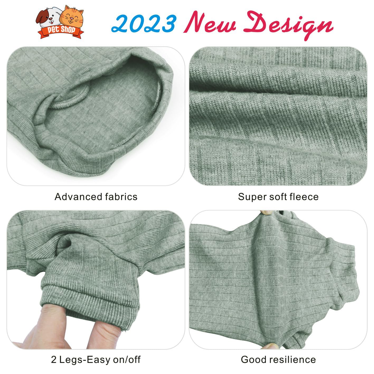 Idepet suéter cómodo con cuello para gatos pequeños, verde