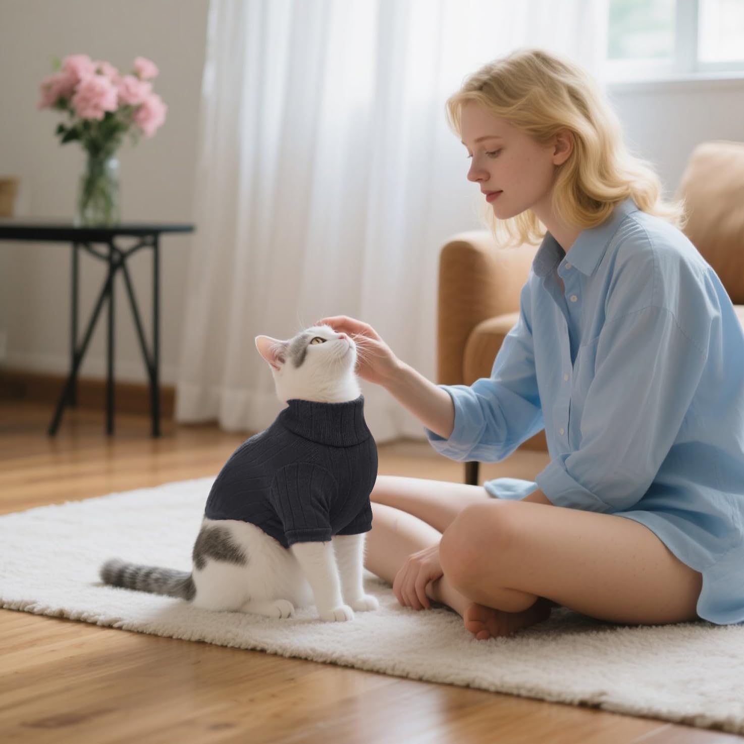 Idepet suéter gato sphynx ajuste elástico, fácil de colocar.