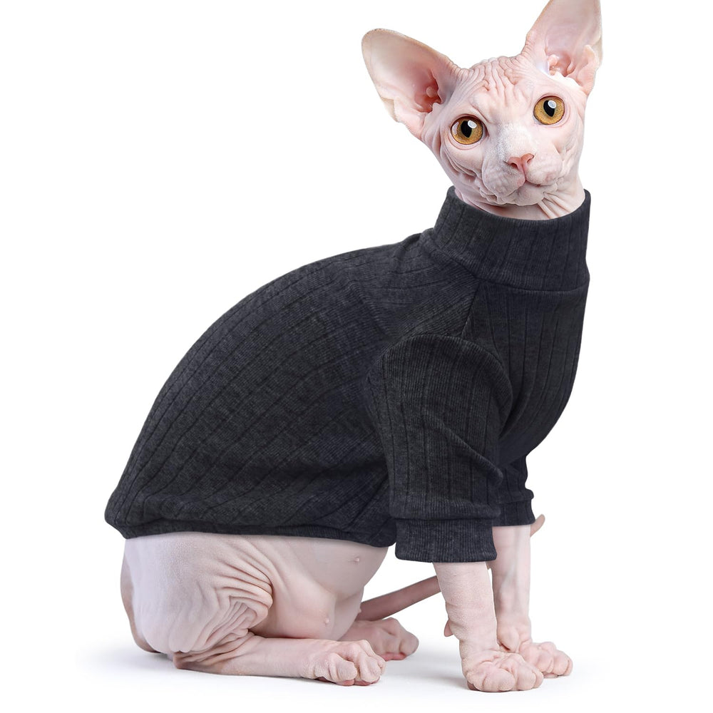 Idepet suéter gato sphynx cuello tortuga, cálido y moderno.