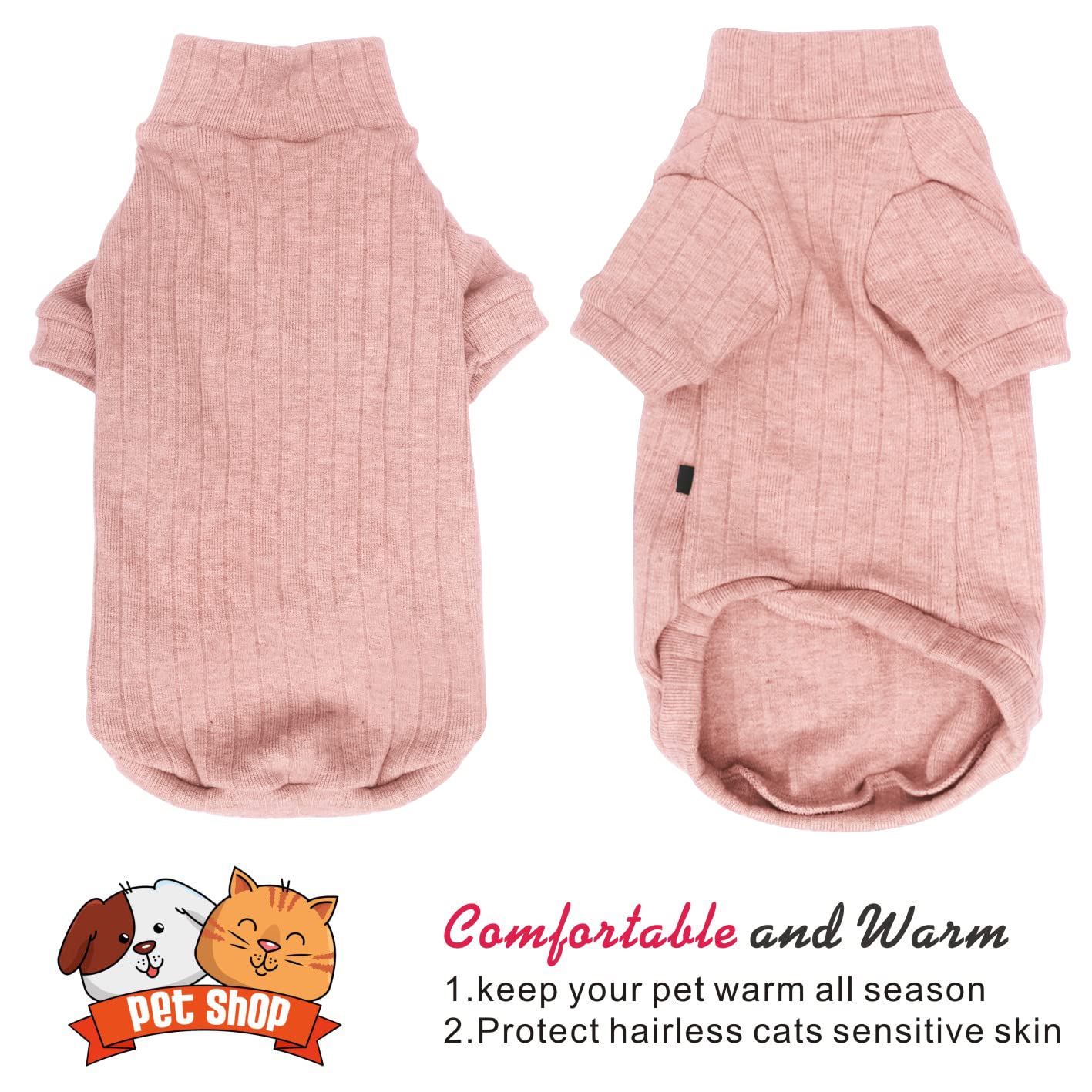 Idepet suéter para gatos sin pelo en rosa, ideal para uso diario.