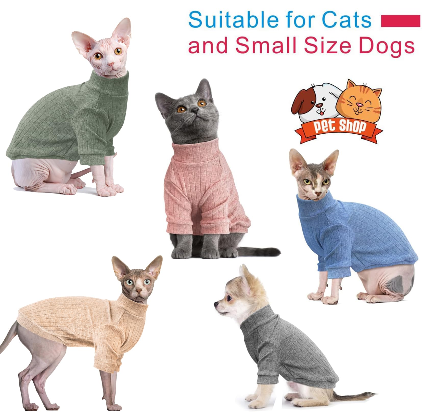 Idepet suéter de invierno para gatos sphynx, ajuste elástico y cómodo.