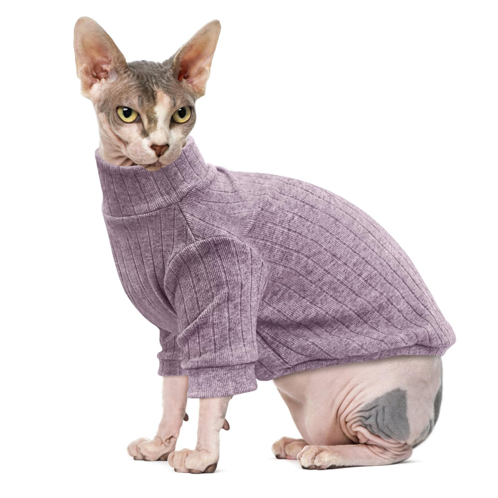 Idepet suéter para gatos sin pelo con cuello alto y calor suave.