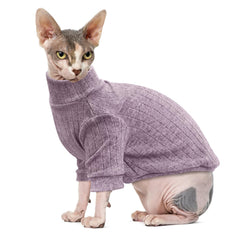 Idepet suéter para gatos sin pelo con cuello alto y calor suave.