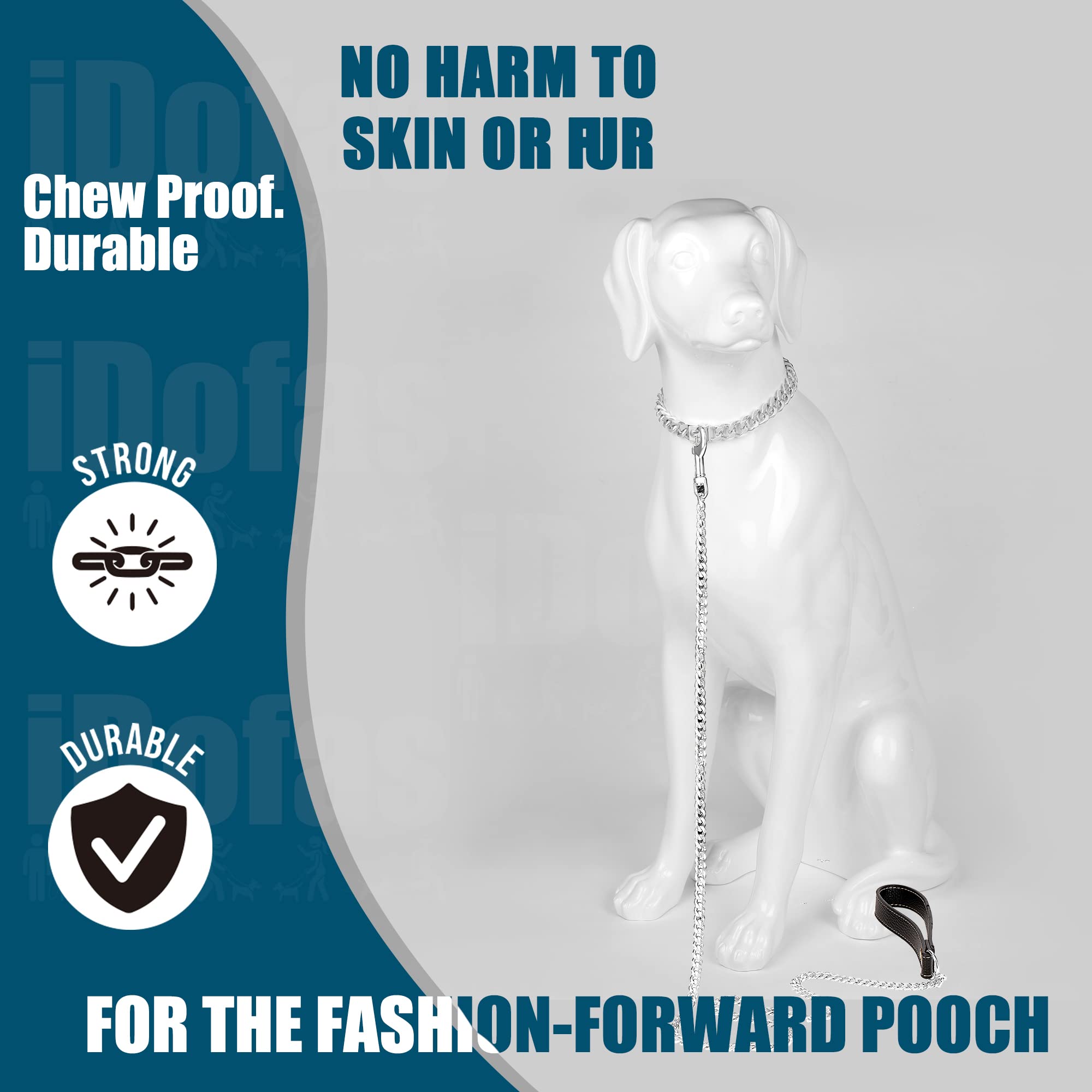 iDofas collar ancho 15 mm para perros medianos y grandes, aspecto robusto