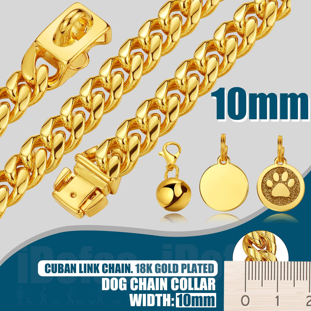 iDofas collar cadena cubana detalle hebilla segura, fácil de colocar