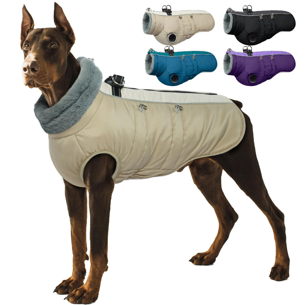 IDOMIK abrigo para perro cálido con arnés impermeable, ideal para paseos invernales