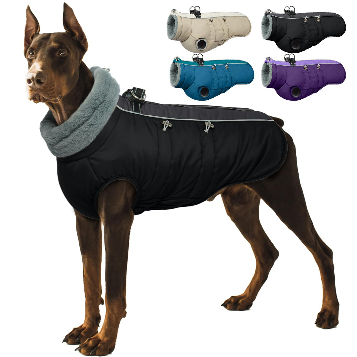 IDOMIK capa perro invierno con cremallera trasera para puesta rápida