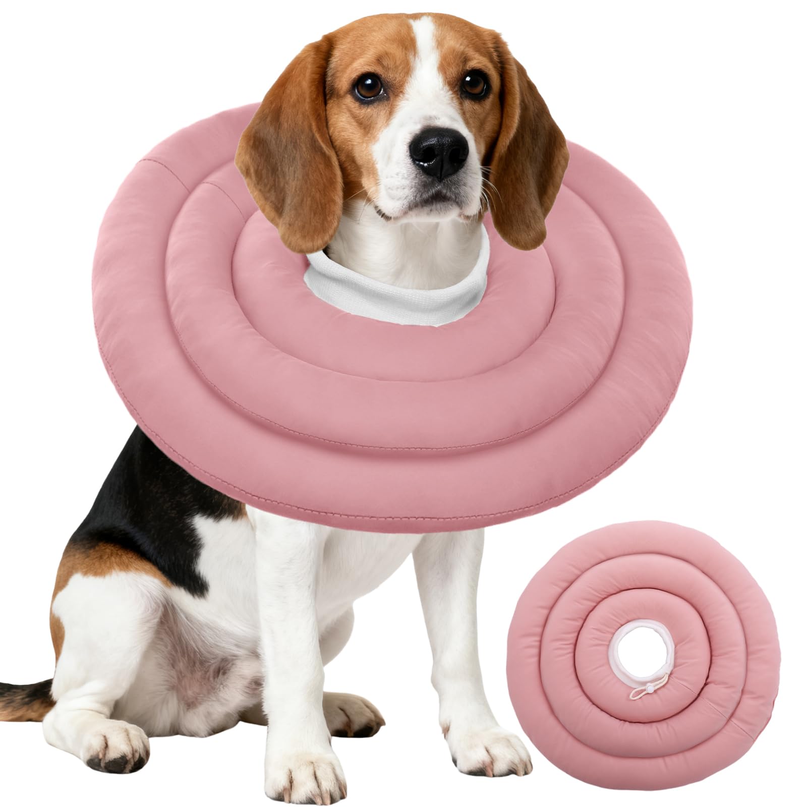 IDOMIK collar-recuperacion-perro-suave colocado en cuello, evita lamidos.