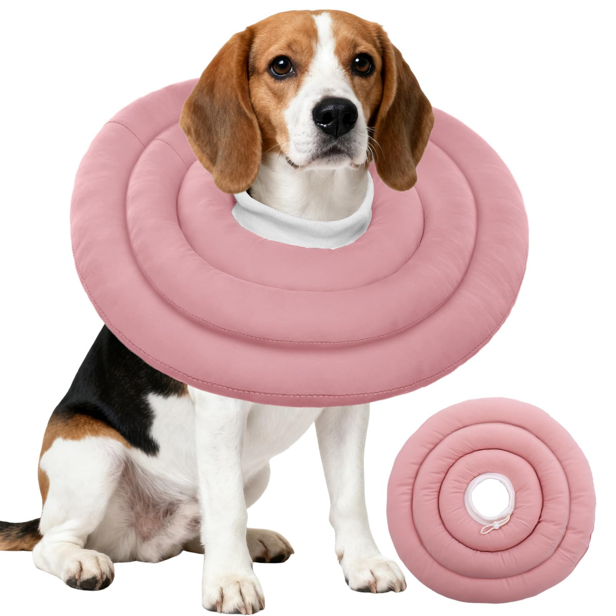 IDOMIK collar-recuperacion-perro-suave colocado en cuello, evita lamidos.