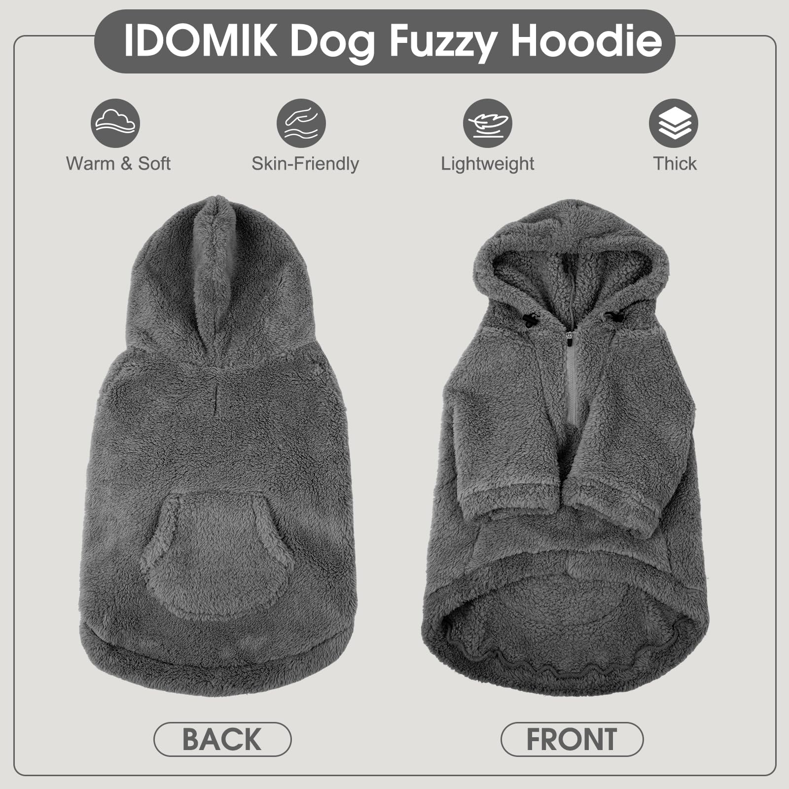 IDOMIK sudadera felpuda para perros con bolsillo trasero para snacks.