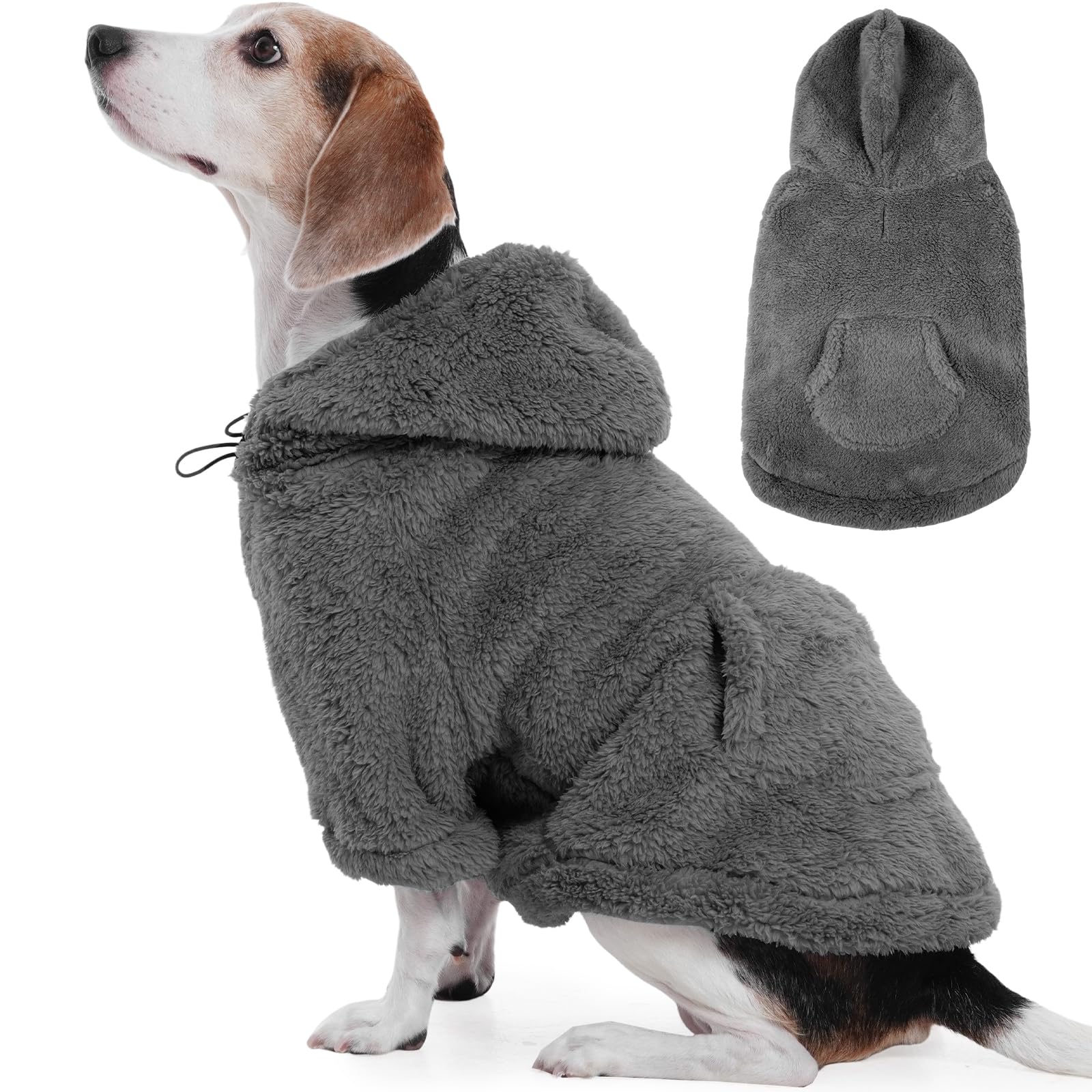 IDOMIK sudadera felpuda para perros con capucha ajustable, abriga sin limitar el movimiento.