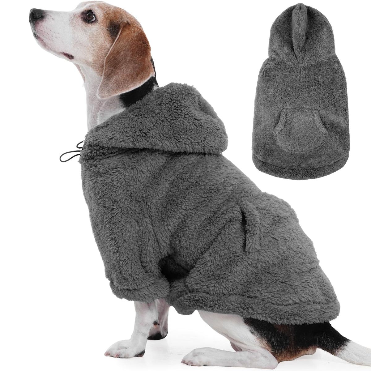 IDOMIK sudadera felpuda para perros con capucha ajustable, abriga sin limitar el movimiento.