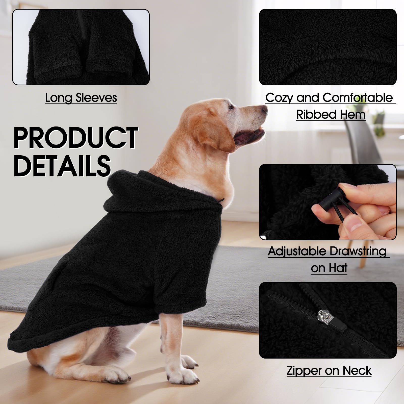 IDOMIK sudadera para perro con orificio para arnés, paseo más seguro.