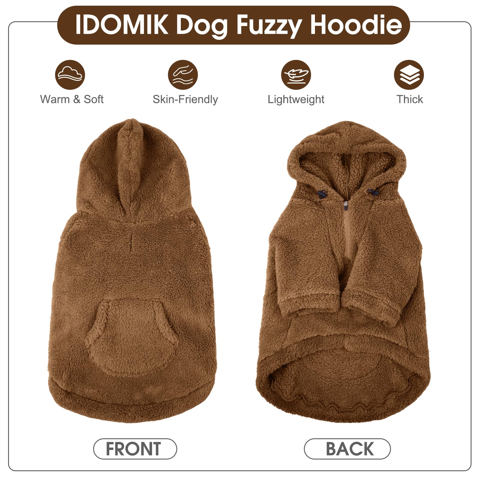 IDOMIK chaqueta para perro con cremallera suave para poner sin esfuerzo.