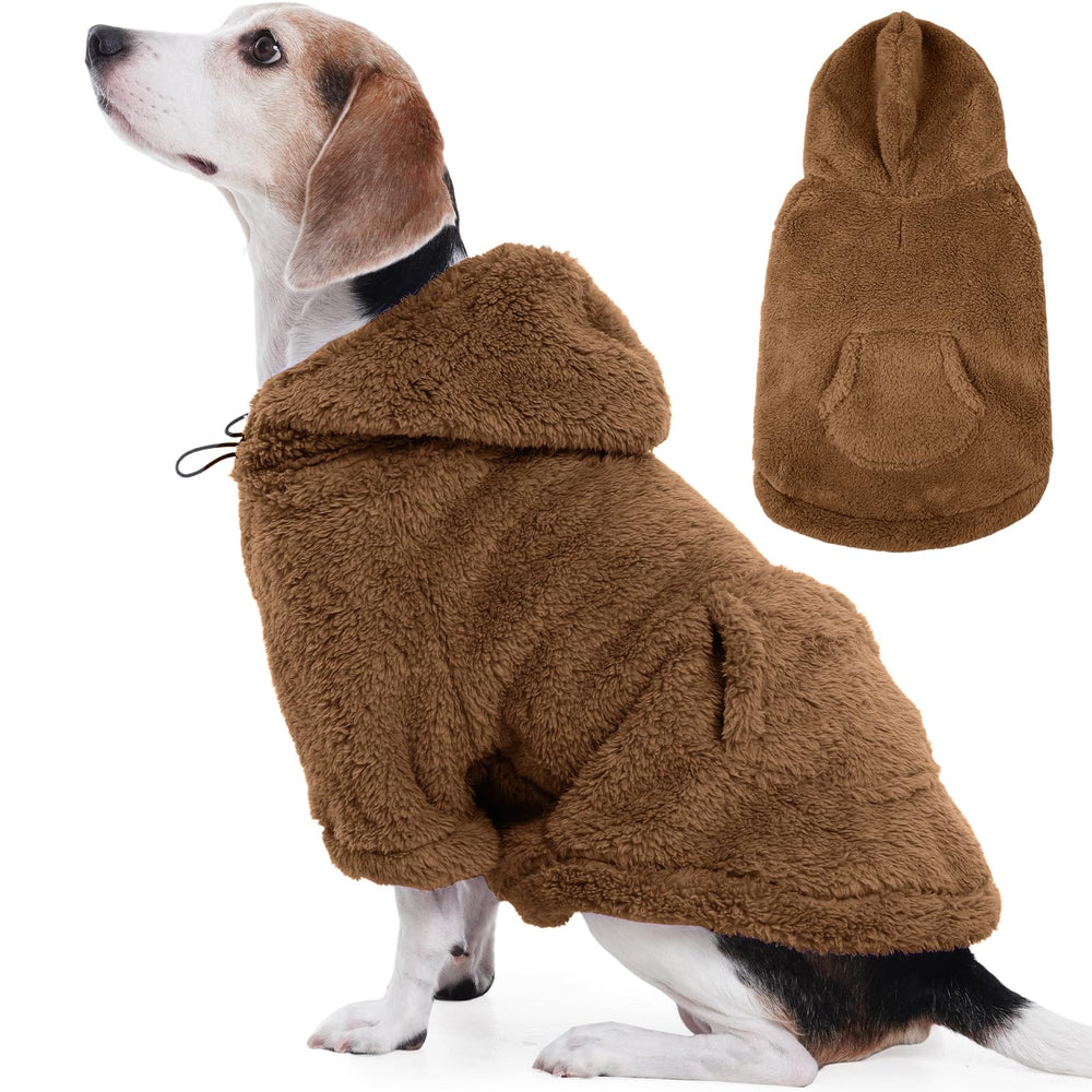 IDOMIK suéter para perro peludo con capucha ajustable, ideal para días fríos.