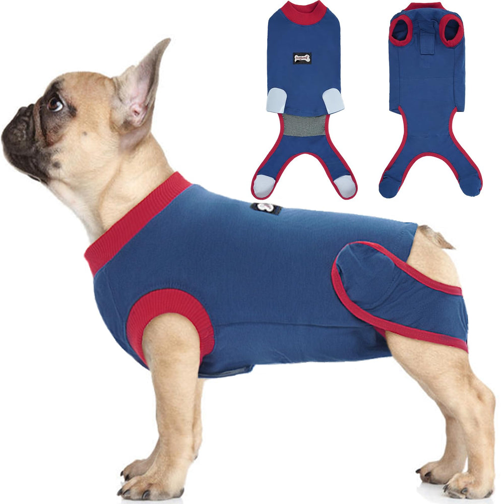 IDOMIK traje de recuperación para perra esterilizada, vista frontal, evita lamido de la herida