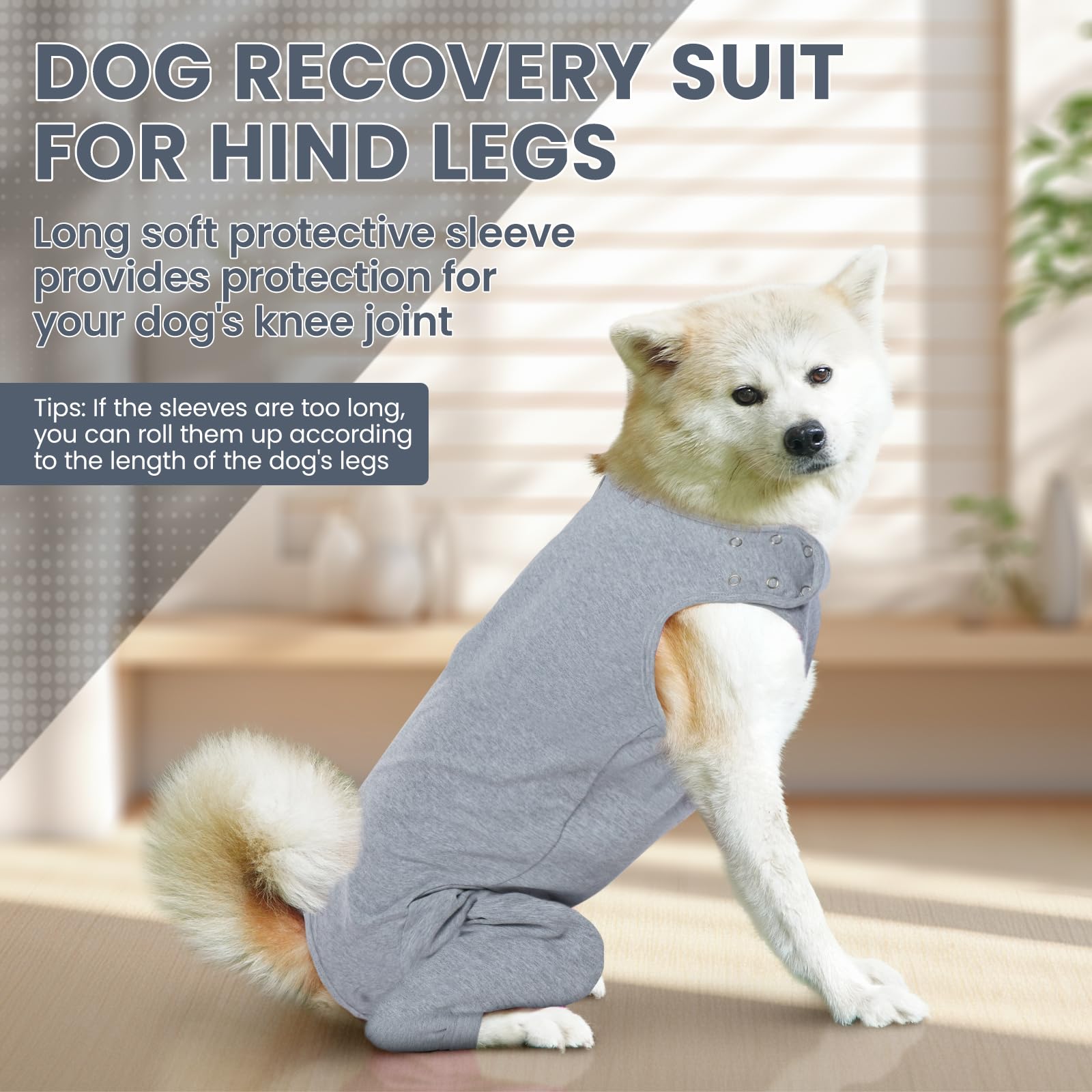 Ajuste en cuello y abdomen del traje IDOMIK para perro.