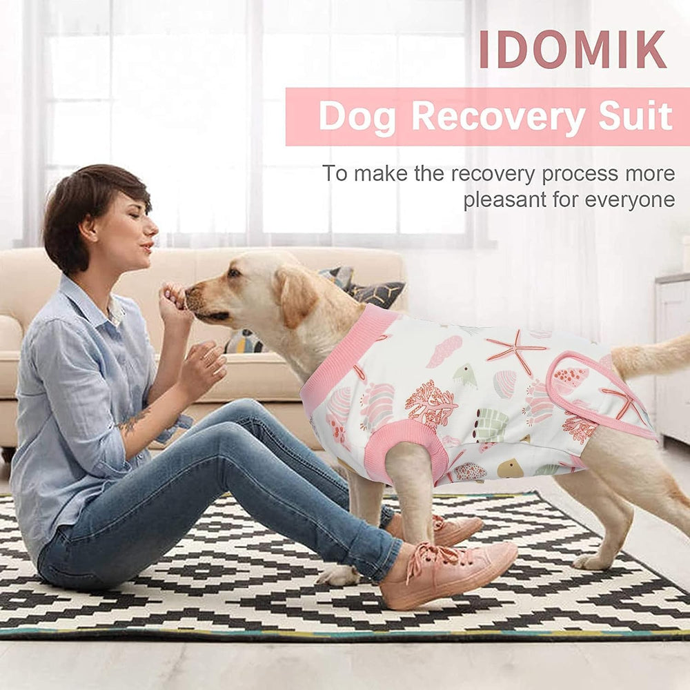 IDOMIK traje recuperación perro, lavable a máquina, mantiene suavidad tras lavado.