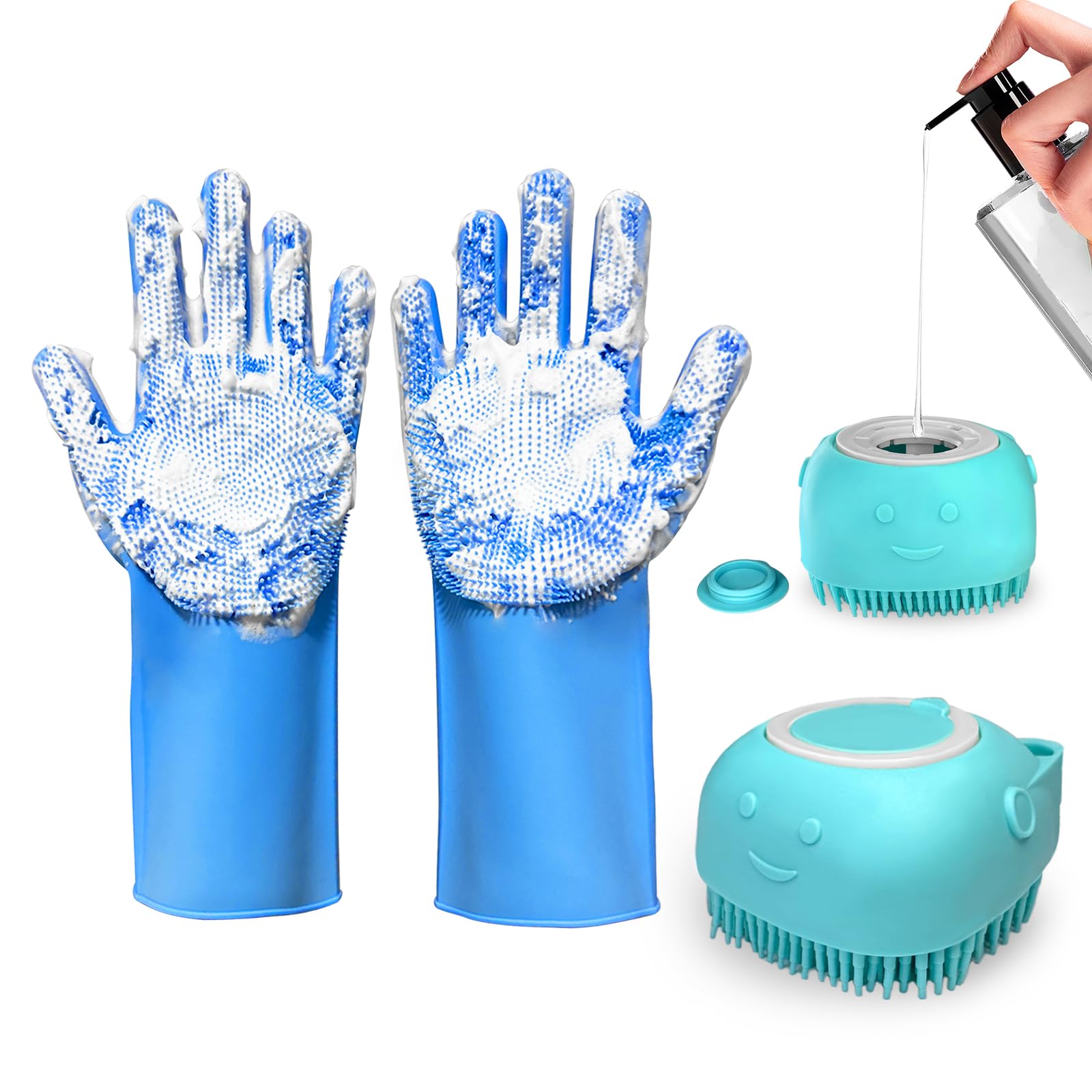 IDQQUQQ guantes de lavado para perros con cerdas suaves para una limpieza profunda.
