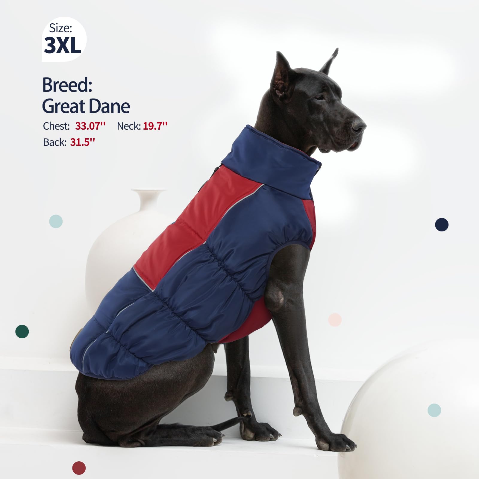 IECOii chaqueta para perro XXL cuello alto que protege contra el viento