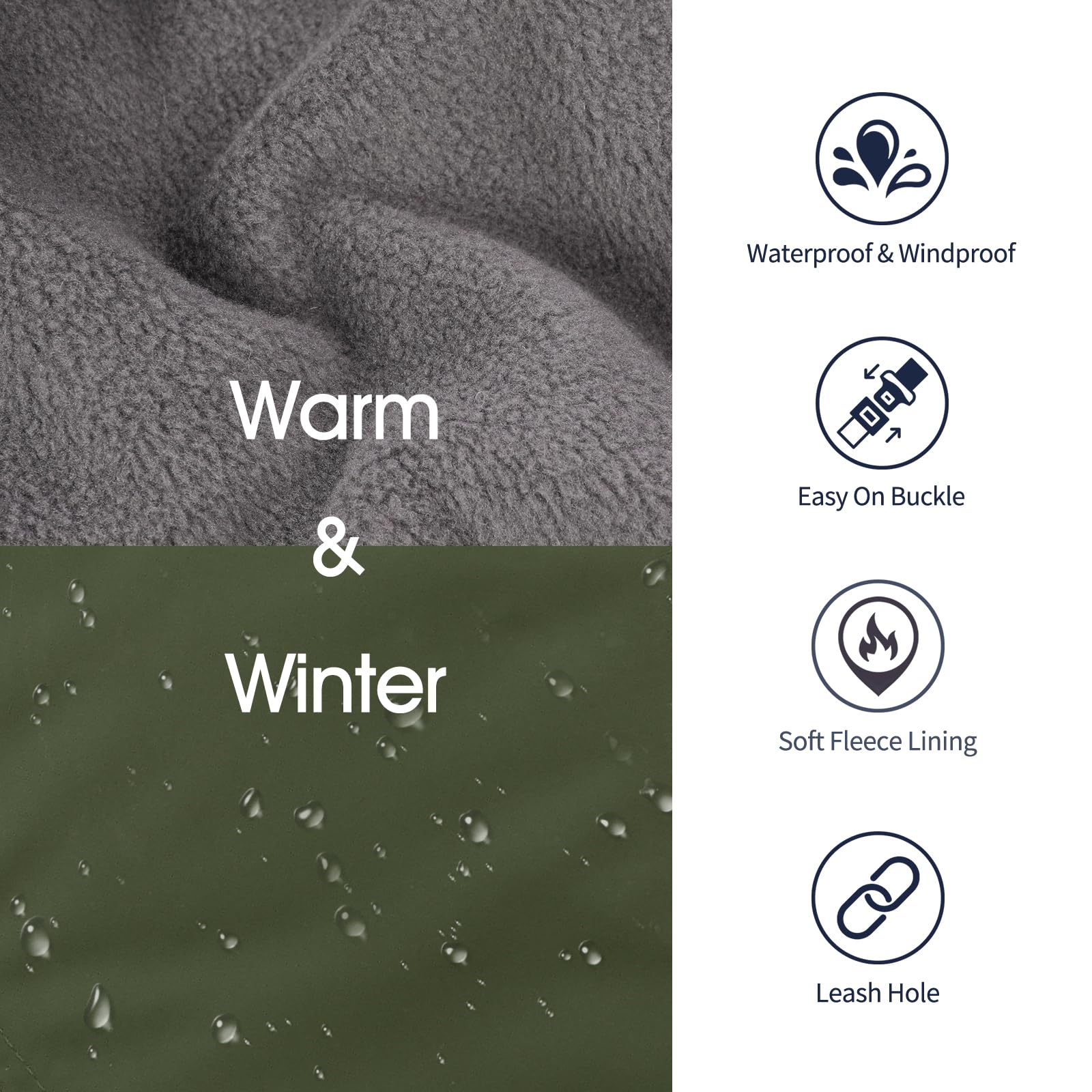 IECOii chaqueta para perros, tejido resistente al agua y viento para días brumosos.