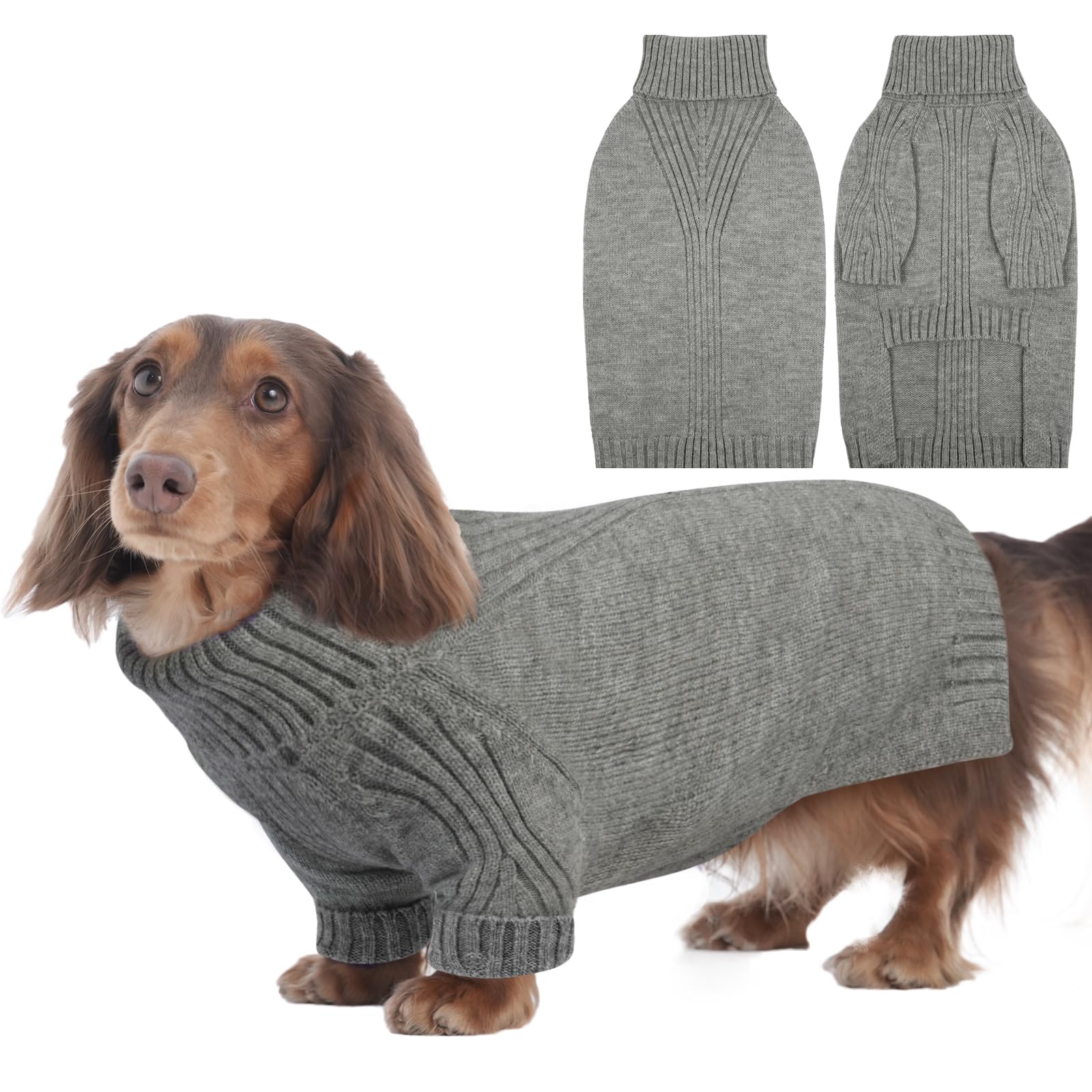 IECOii suéter dachshund cuello alto ideal para paseos fríos