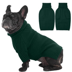 IECOii suéter verde para perro medio con cuello alto, abriga en inviernos fríos