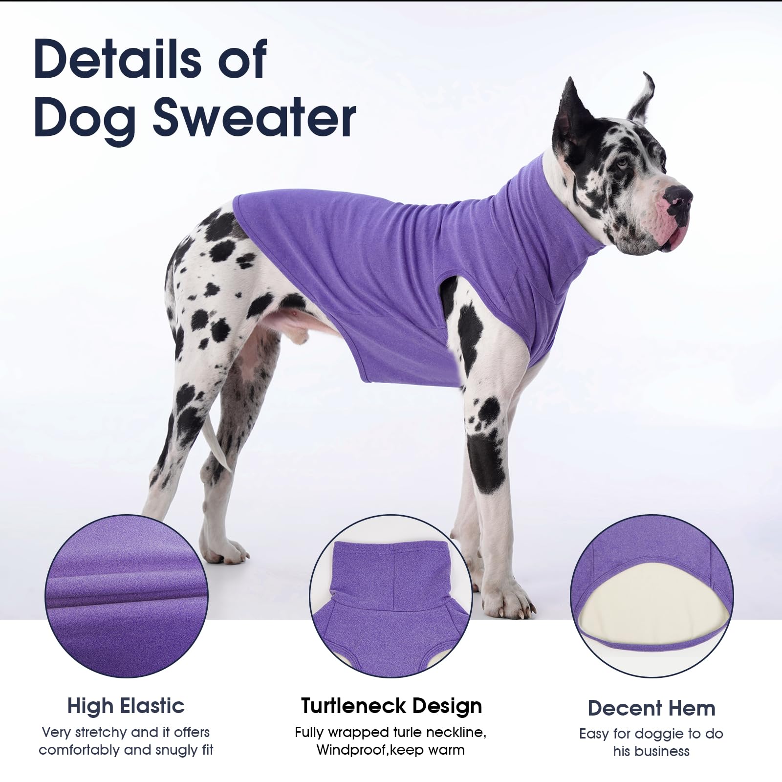 IECOii sudadera 4XL morada cuello, cuello alto aporta calor extra en días fríos.
